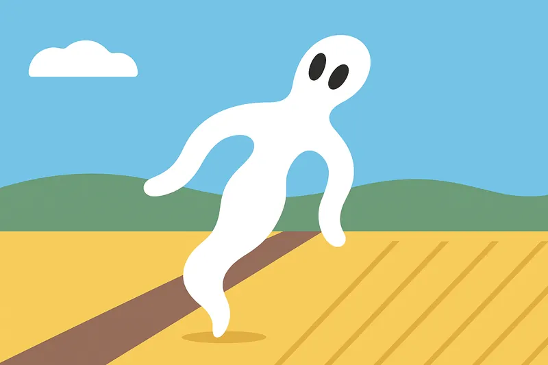 zatsugaku urban legend white ghost running in field