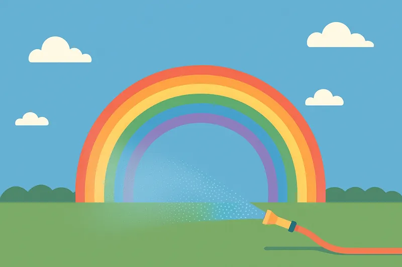 zatsugaku weather rainbow hose spraying water