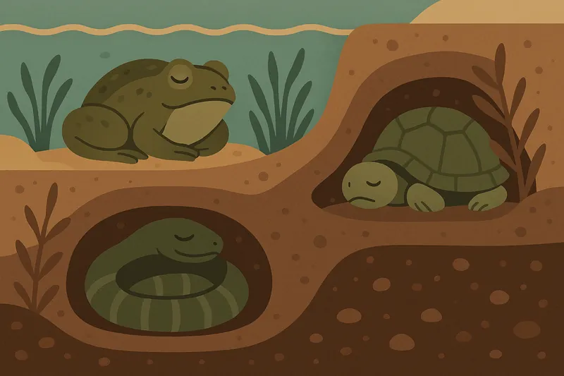 zatsugaku winter frog snake turtle in burrow