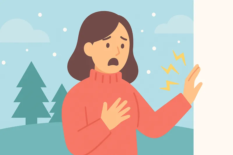 zatsugaku winter woman with chest pain and snowflakes