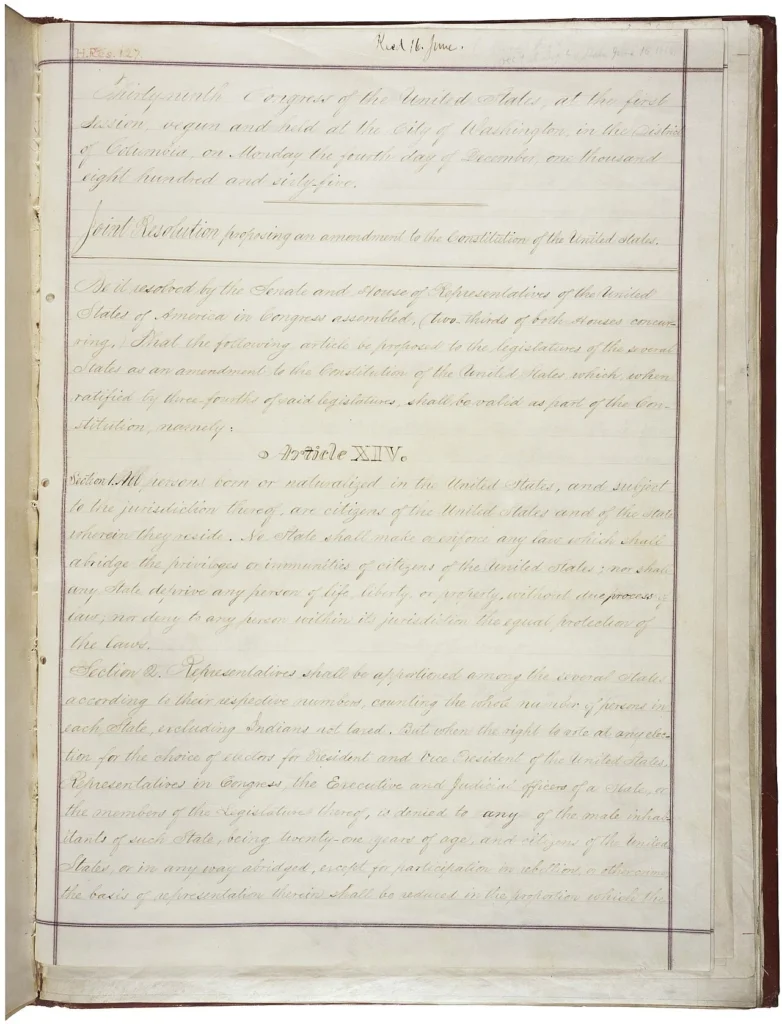 アメリカ合衆国憲法修正第14条の原文書