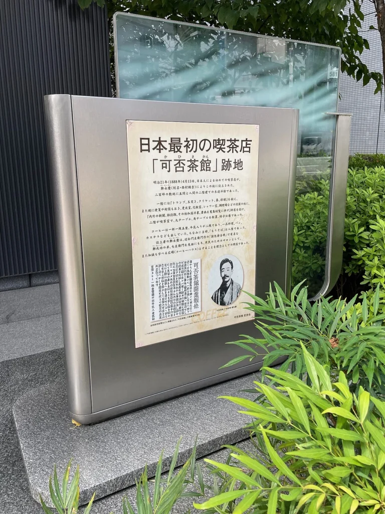 東京・上野にある可否茶館跡地の碑