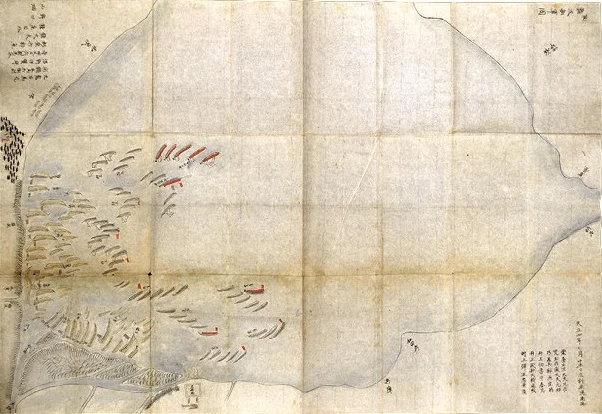 第一次木津川口の戦いでの毛利水軍を描いた江戸時代の絵図