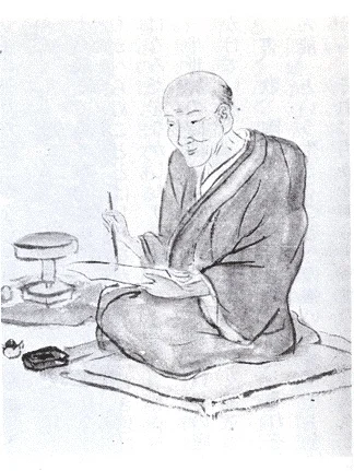 筆を執る大田垣蓮月を描いた肖像画