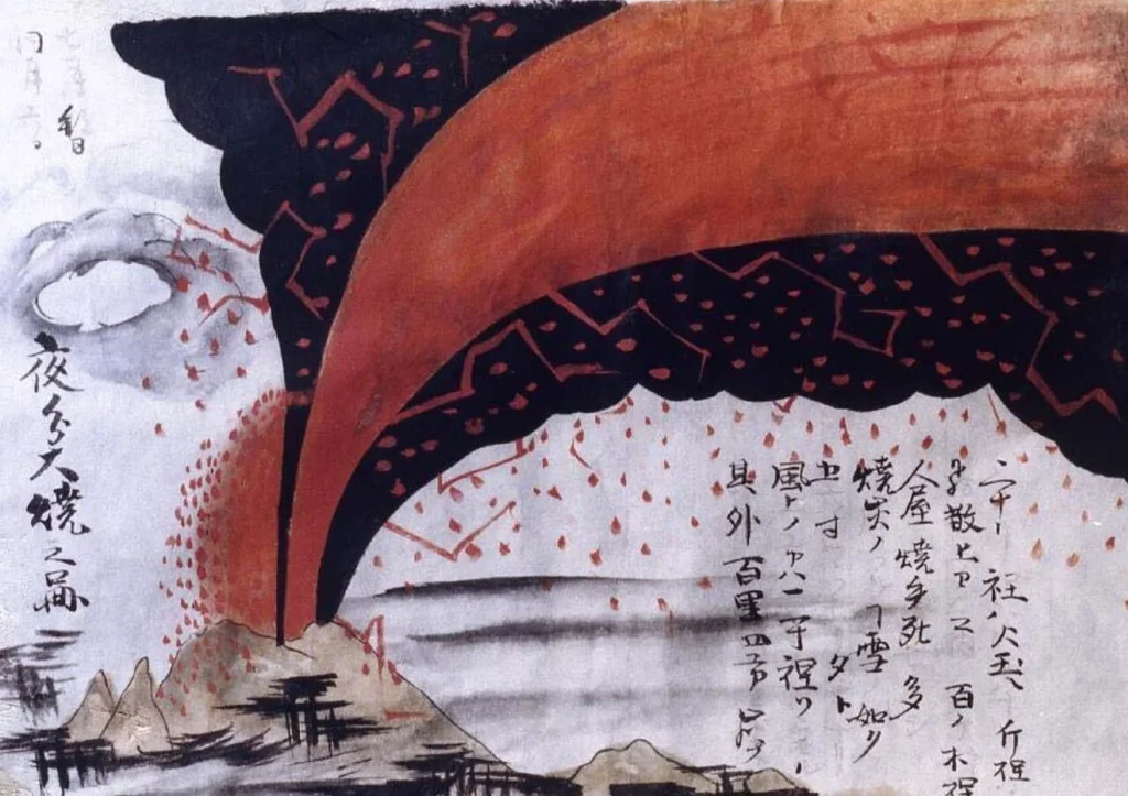 1783年の浅間山天明大噴火を描いた絵図