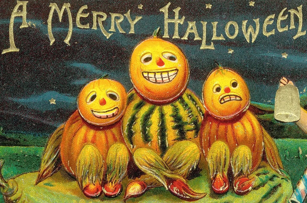 ジャック・オー・ランタンを描いた昔のハロウィンの絵はがき