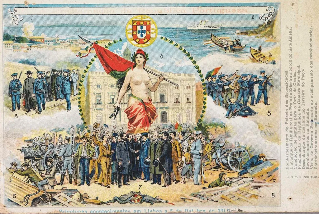 1910年のポルトガル革命と共和国樹立を描いた絵はがき