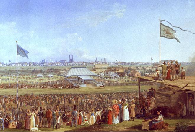 1823年のオクトーバーフェストで行われた競馬を描いた絵画