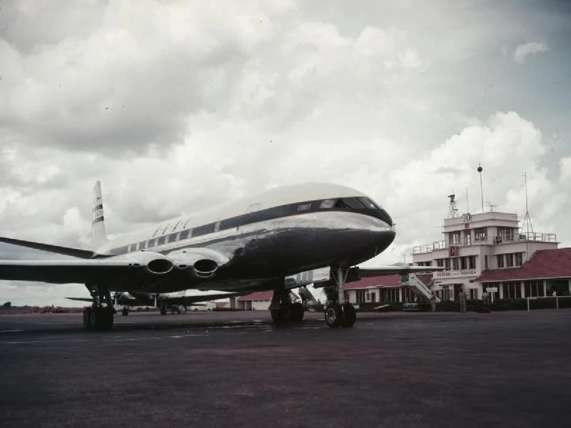 1952年にエンテベ空港へ寄航したBOACのジェット旅客機コメット