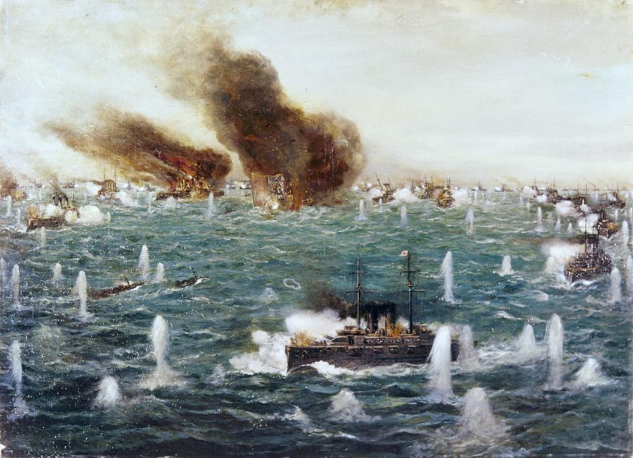 日本海海戦を描いた東城鉦太郎の絵画