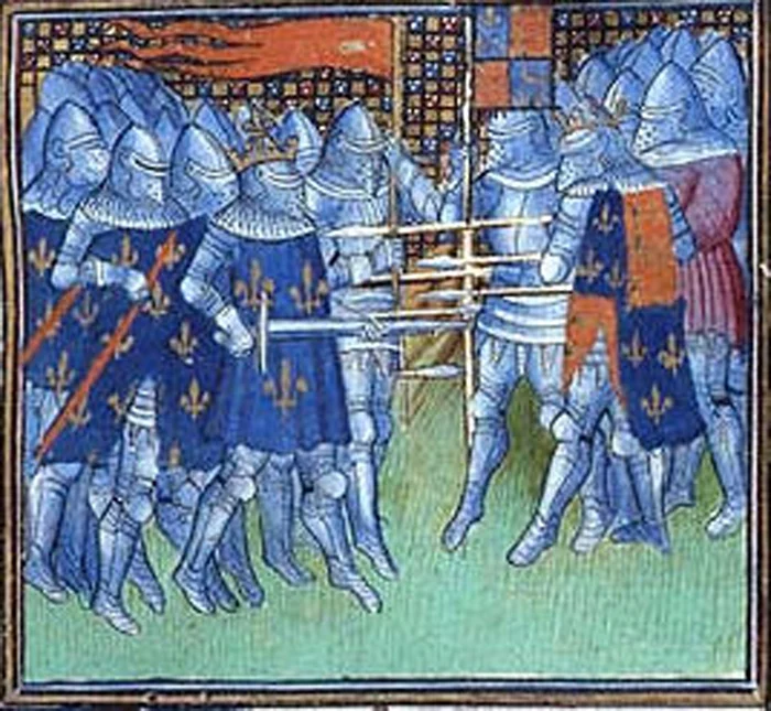 百年戦争のポワティエの戦いを描いた中世の彩飾画