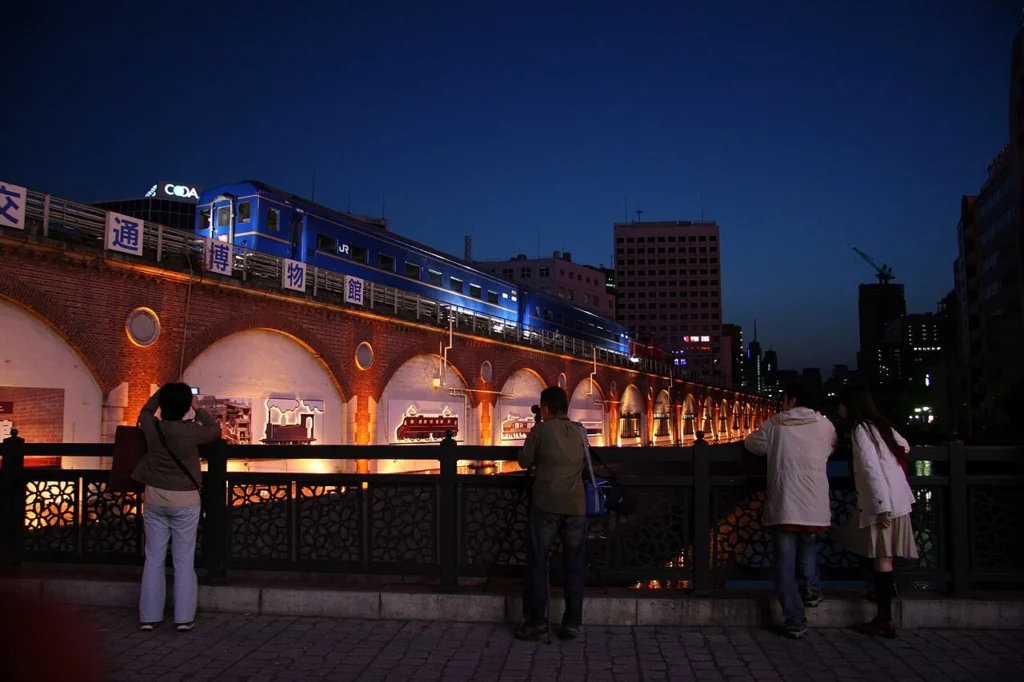 東京・万世橋の交通博物館に展示されたブルートレイン