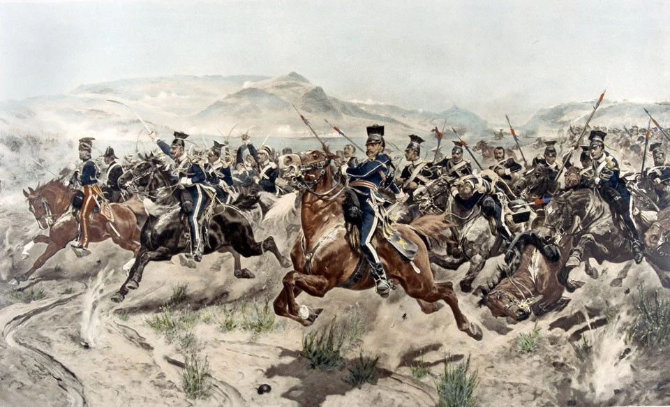 バラクラヴァの戦いにおけるイギリス軽騎兵旅団の突撃を描いた絵画