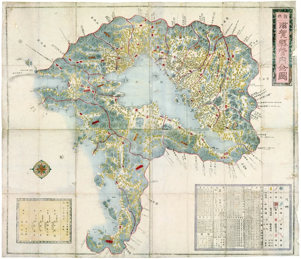 現在の福井県南部を含んでいた1880年の滋賀県全図