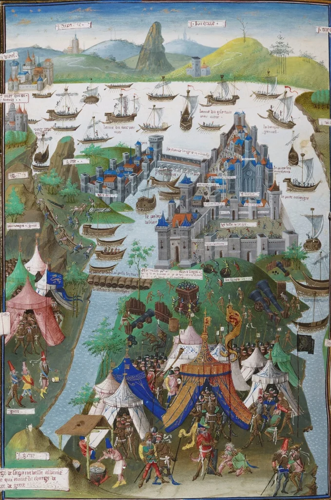 1453年のコンスタンティノープル包囲戦を描いた写本挿絵