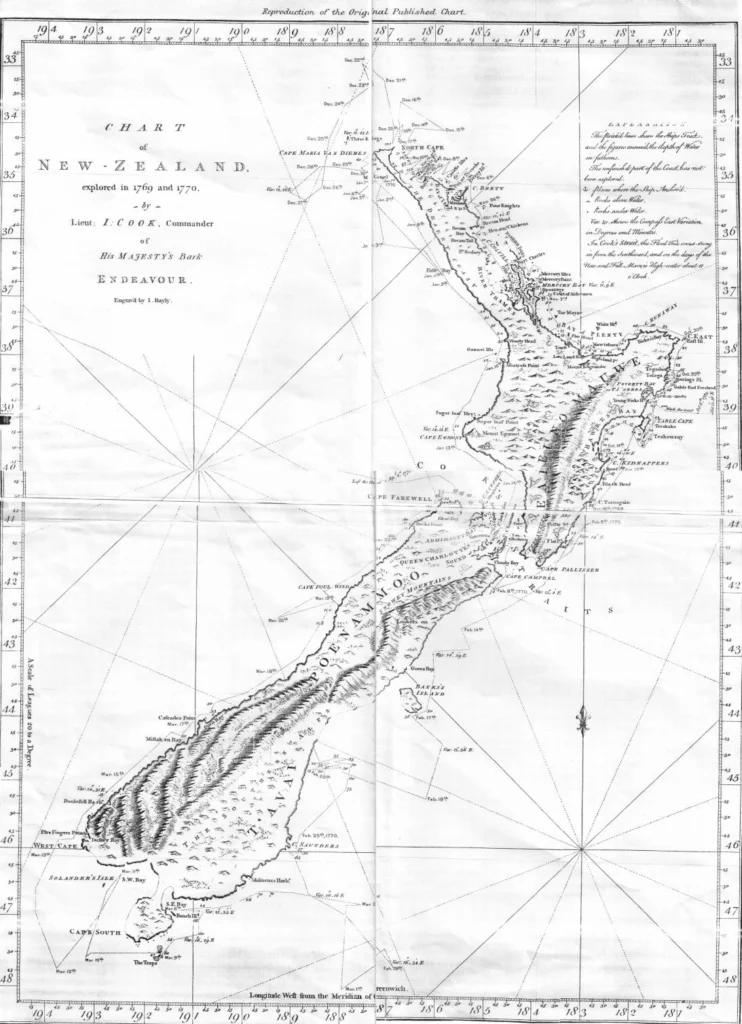 ジェームズ・クックが作成したニュージーランドの海図