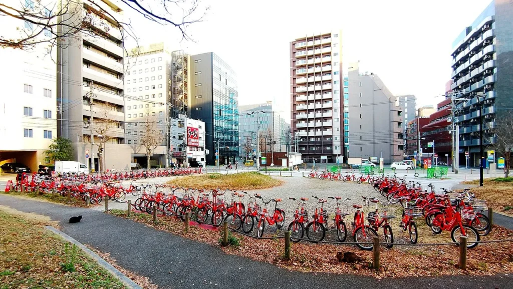 福岡市のシェアサイクル駐輪場