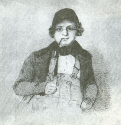 詩人エドゥアルト・メーリケを描いた1840年の鉛筆画