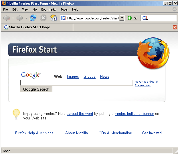 2004年に公開されたFirefox 1.0の画面