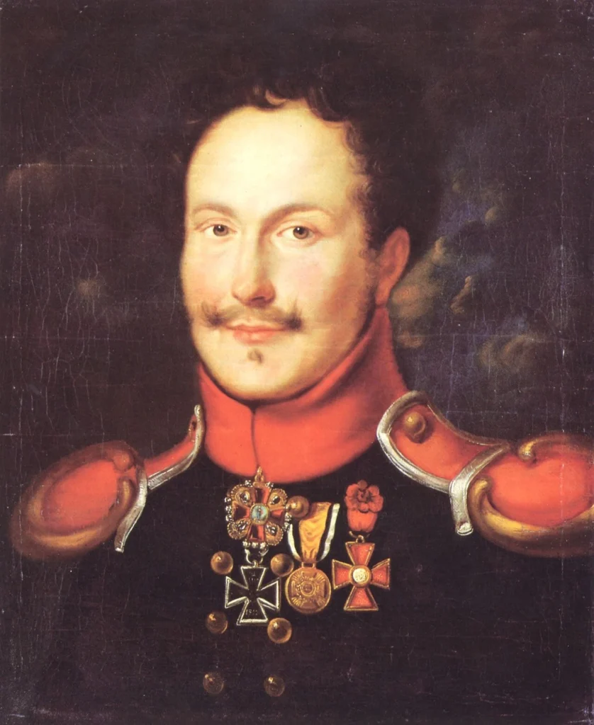 軍服姿のフリードリヒ・ド・ラ・モット・フーケを描いた1815年頃の肖像画