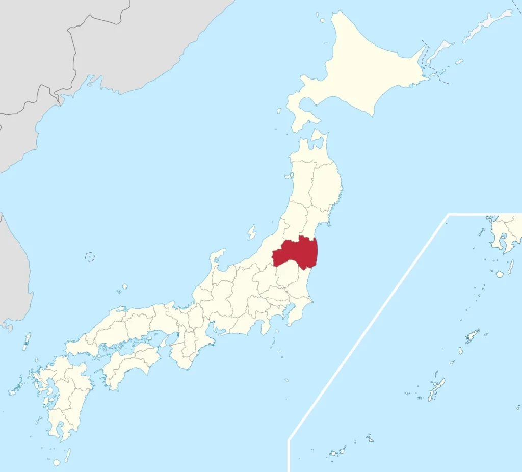 日本国内での福島県の位置を示す地図
