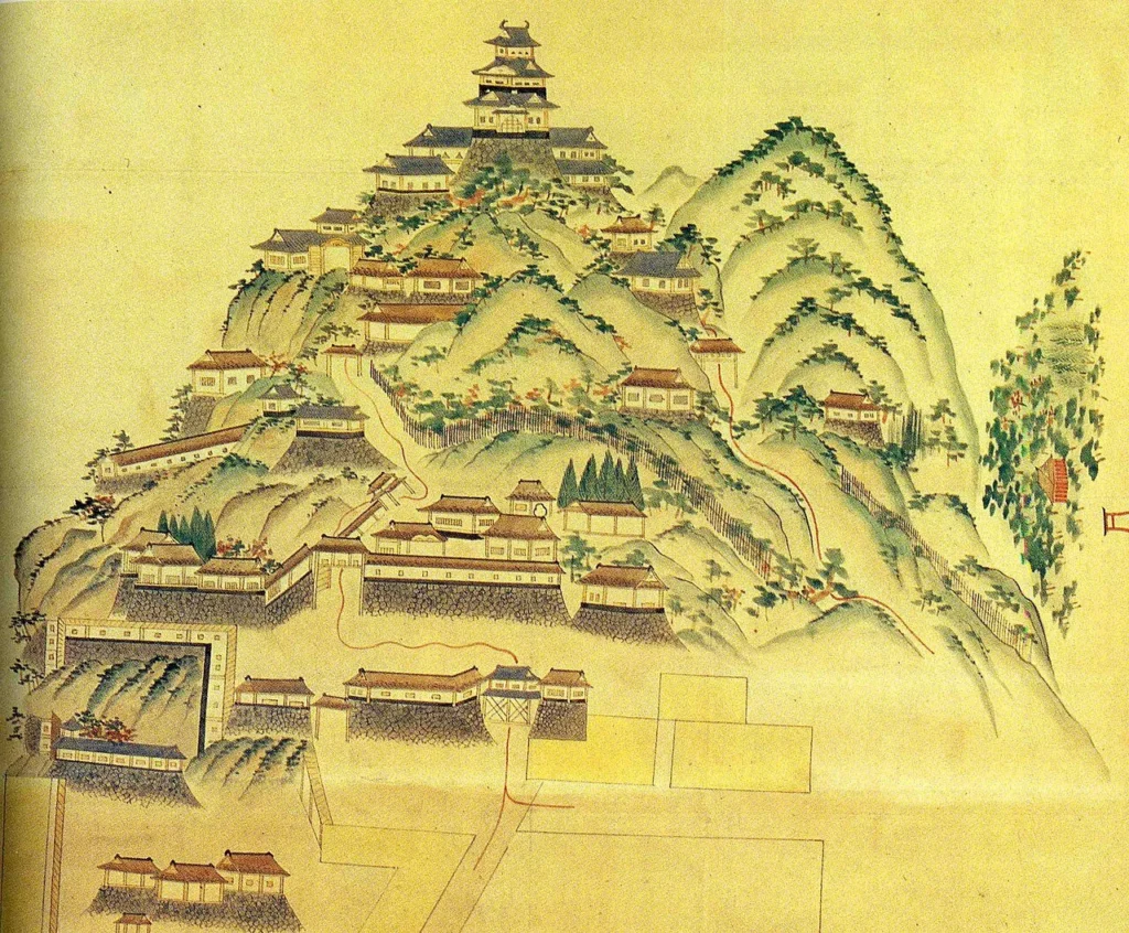 岐阜城と周辺の地形を描いた古図