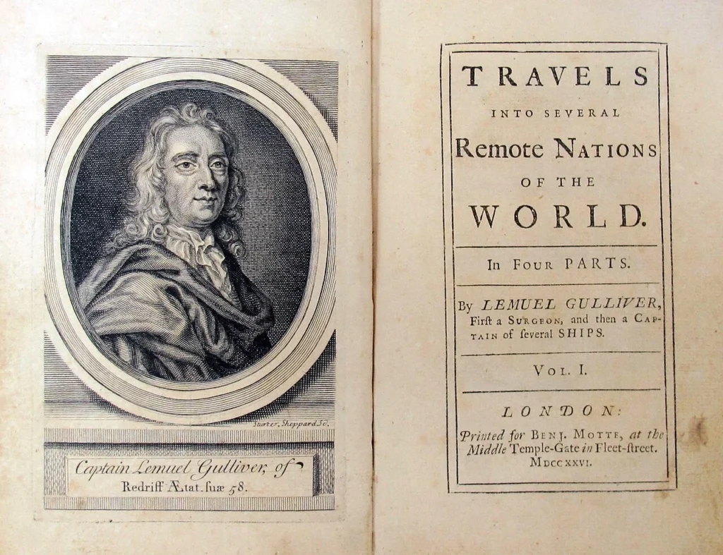 1726年に出版されたガリヴァー旅行記初版の扉ページ