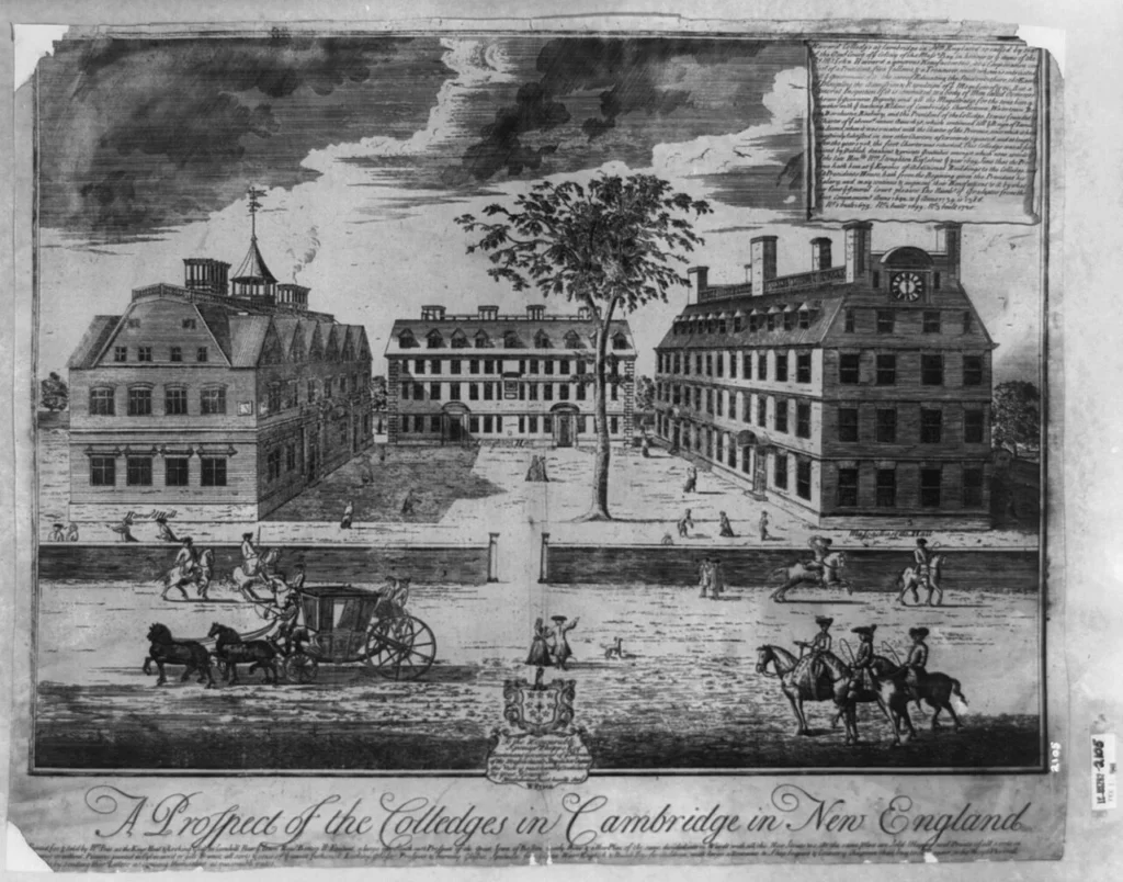 1740年ごろのハーバード大学を描いた版画