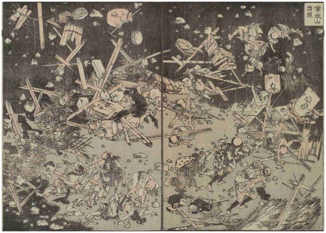 葛飾北斎が描いた富士山と宝永山
