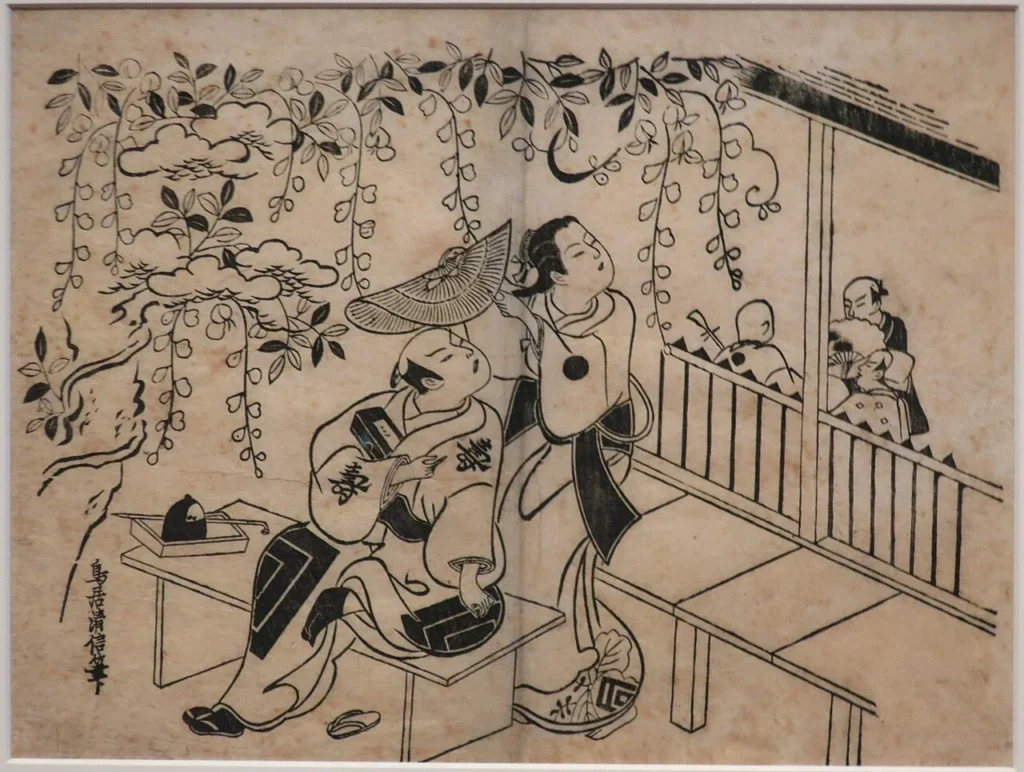 曽根崎心中のお初と徳兵衛を演じる役者を描いた版画