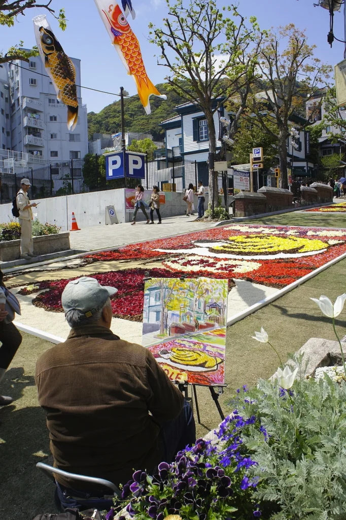 神戸で行われた花びらを使ったインフィオラータ