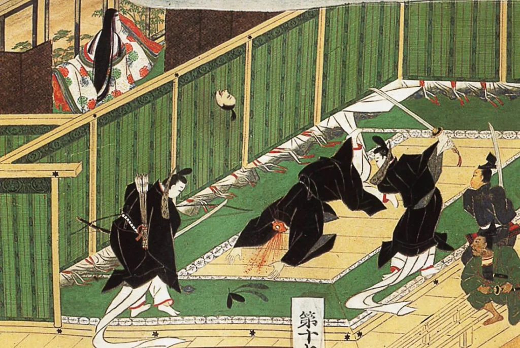 宮中で蘇我入鹿が暗殺される場面を描いた絵巻