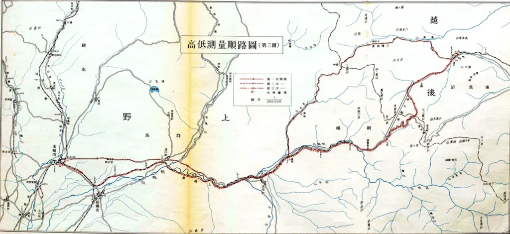 清水トンネルを含む上越線水上・石打間の路線図