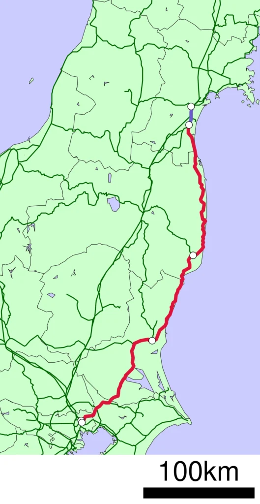 常磐線の経路を示す路線図