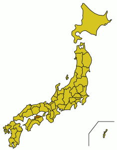 日本地図上に香川県の位置を示した地図
