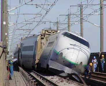 新潟県中越地震で脱線した上越新幹線とき325号