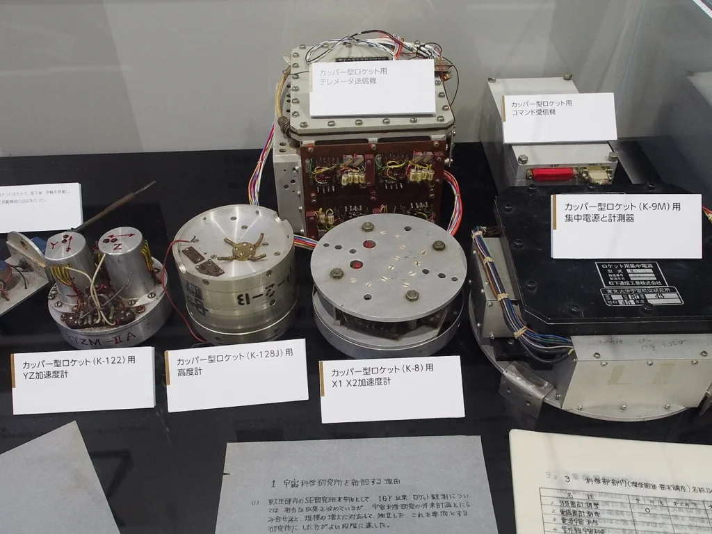 展示されているカッパ観測ロケットの部品
