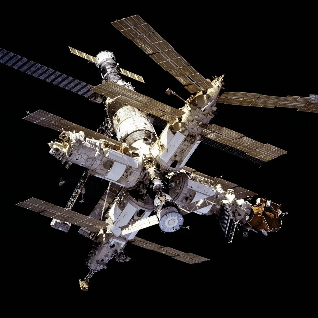 宇宙から撮影されたロシアの宇宙ステーション・ミール