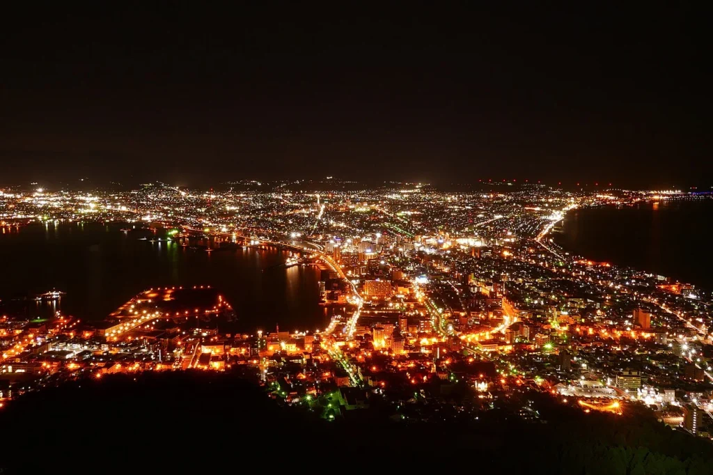 函館山山頂から見た函館市街地の夜景