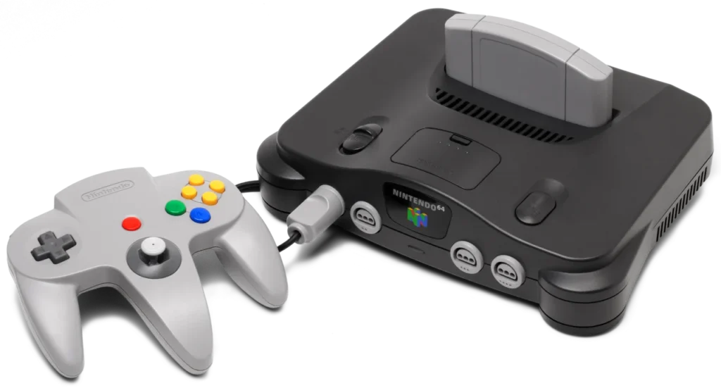 NINTENDO 64本体と3本グリップのコントローラー