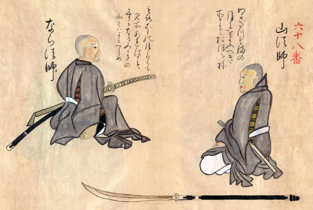 武器を携えた二人の忍者を描いた歴史資料
