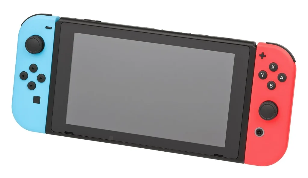 赤と青のJoy-Conを取り付けたNintendo Switch