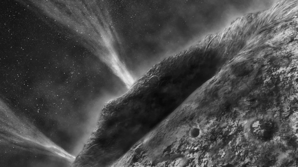 探査機スターダストから見たヴィルト第2彗星の想像図