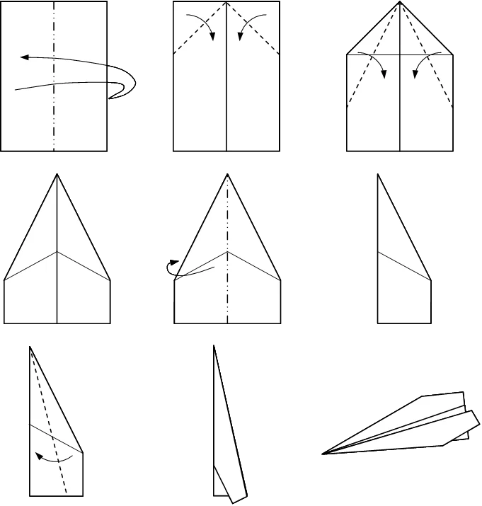 紙を折って作った伝統的な紙飛行機