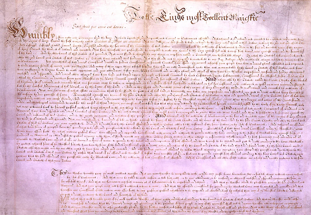 1628年にイングランド議会が提出した権利の請願