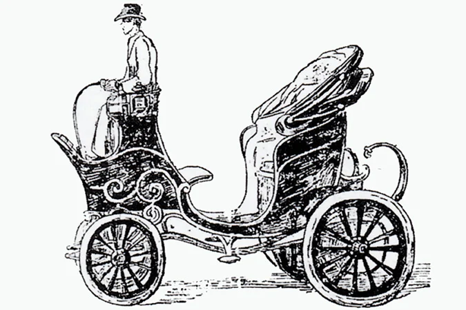 1900年の東京日日新聞に掲載された自動車の挿絵