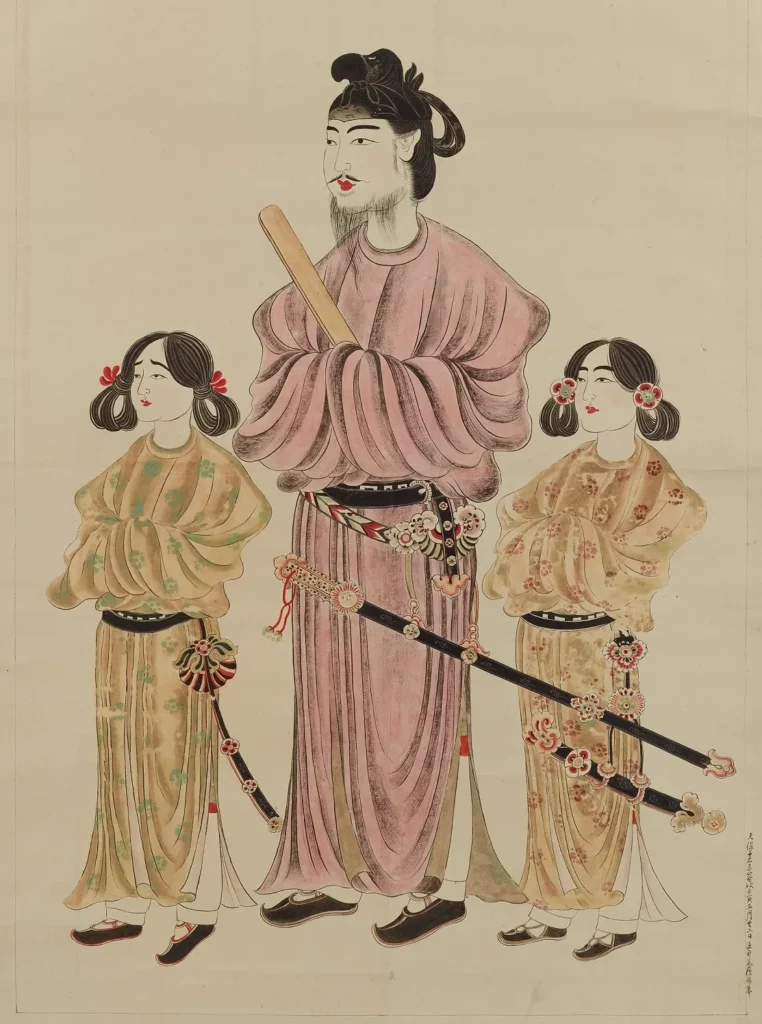 二王子を伴う聖徳太子を描いた狩野養信の絵