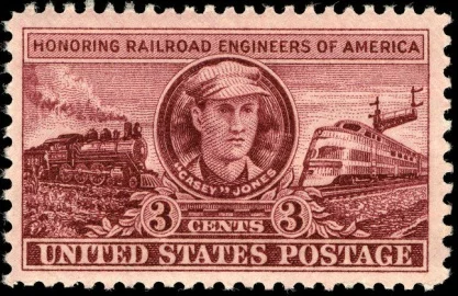 蒸気機関車と機関士ケイシー・ジョーンズを描いた1950年のアメリカ切手