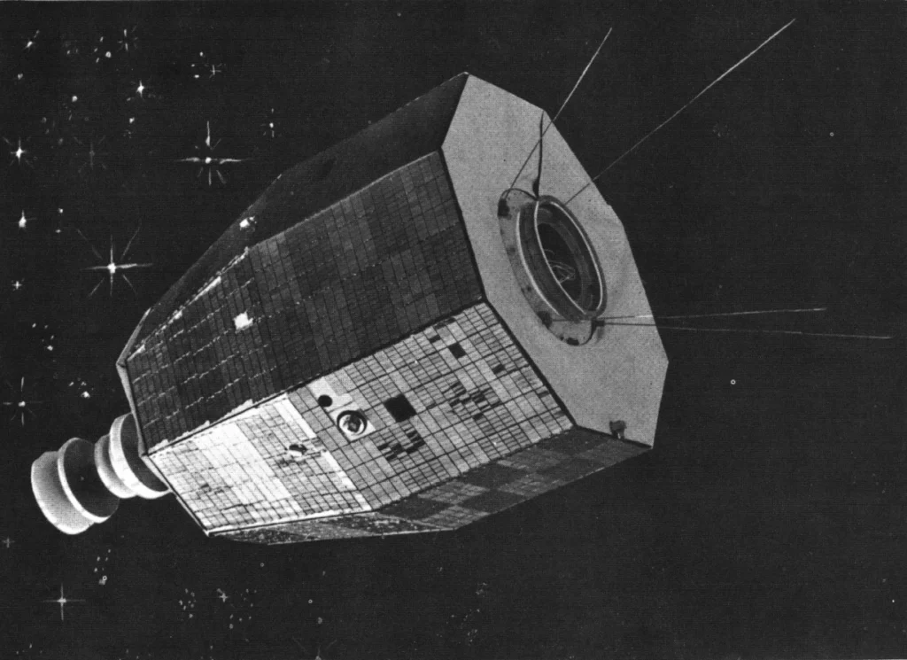 人工衛星リレー1号を描いた想像図