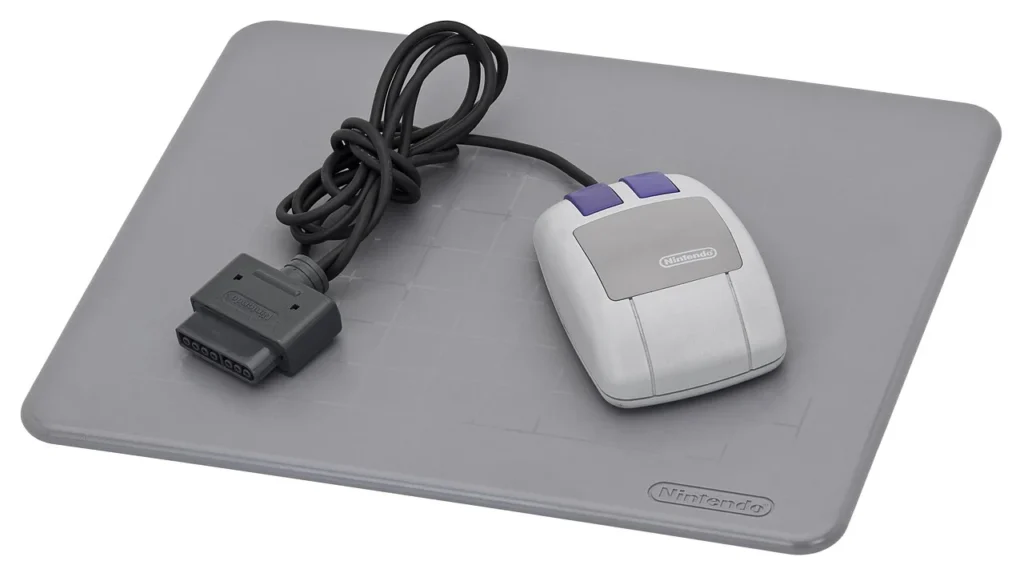 北米版スーパーファミコン用のマウスとマウスパッド